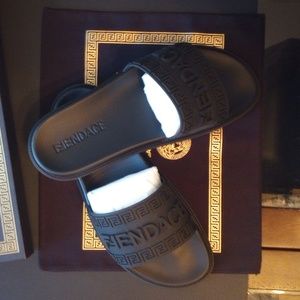 Versace x Fendi collab Black pool slides size 45